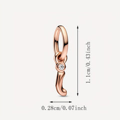 Artistic Letter Pendant Rose Golden Zircon Charm for Bracelet Necklace