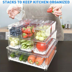 10pcs Fridge Organizer Stackable BPA Bins With Lids