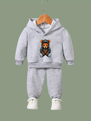 Bear Pattern Hooded Sweatshirt Girls Comfy Hoodies & Sweatpants