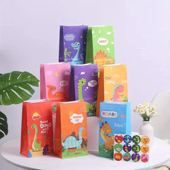 8pcs Dinosaur Pattern Gift Bags Birthday Supplies
