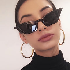 Skinny Cat Eye Sunglasses Women Small Square Shades Stylish Street Snap