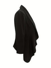 Solid Shawl Collar Blazer Open Front Work Office Outerwear