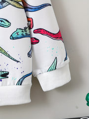 Colorful Dinosaurs Print Boys Pullover Sweatshirt Long Sleeve