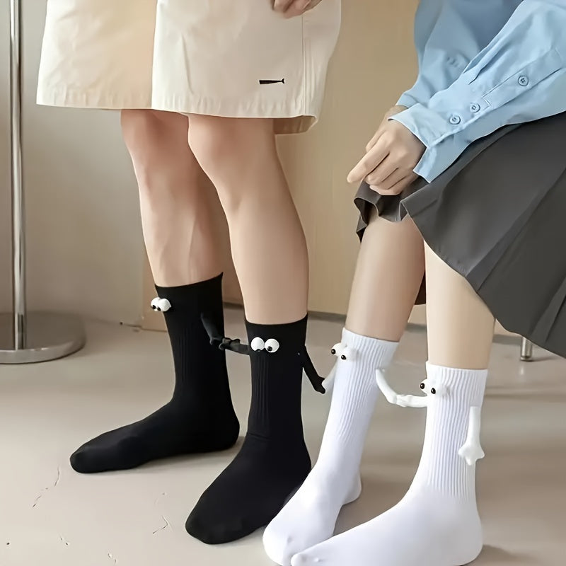 2 Pairs Men's Magnetic Crew Socks Novelty Cotton Winter Style
