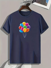 Balloons Print Men's Graphic T-shirt for Summer
