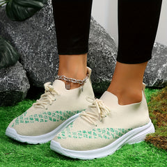 Women's Mesh Breathable Running Shoes Lightweight Lace Up Sneakers