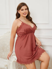 Women's Plus Satin Lace Slip Dress Nightgown