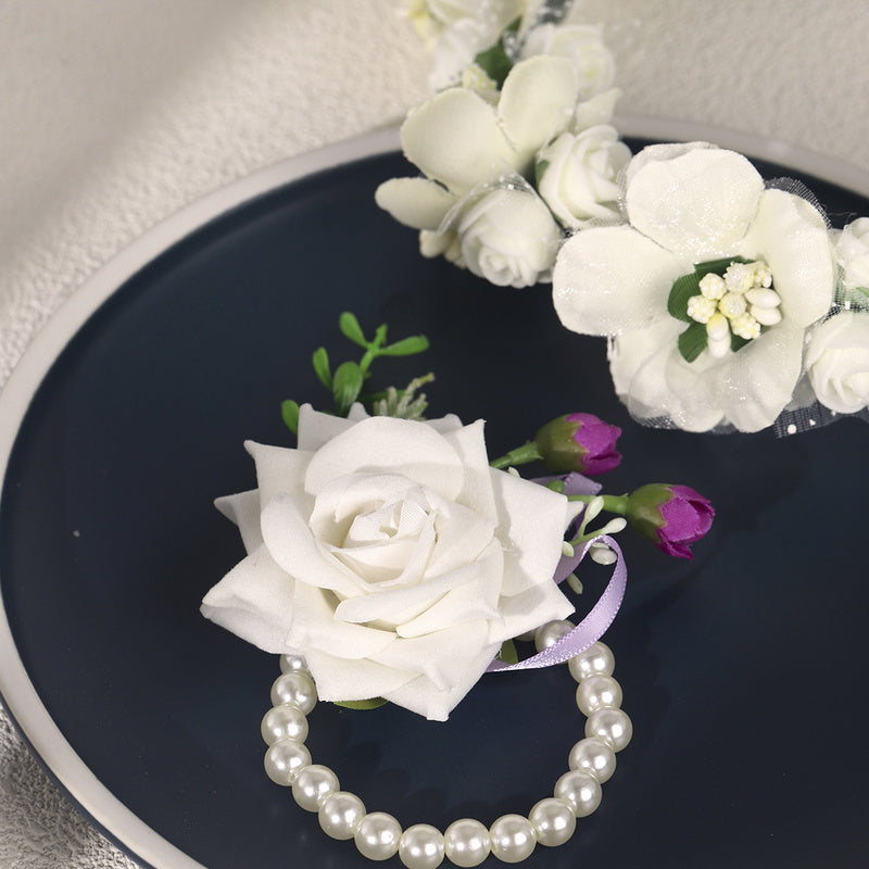 2Pk Flower Hairband Bracelet Wedding Tiara Crown Bridesmaid Gift