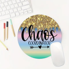 Chaos Design Round Gaming Mouse Pad for Women, Non-Slip Rubber Mouse Mat