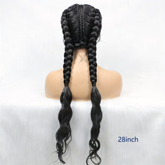 12 Cm Synthetic Cornrow Braided Wigs Lace Front Wigs With Baby Hair