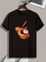 Dog Playing Baseball Pattern Print Men's Sports T-shirt