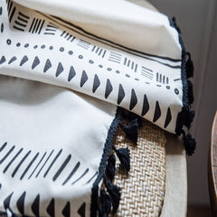 Geometric Print Semi Shading Curtains with Tassel Rod