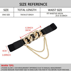 Women's Gold Waist Chain Belt Dress Accessory Elastic Waistband