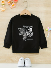 Girls Round Neck Sweatshirt Casual Comfort Fit Toddler Kids Tops Pullover
