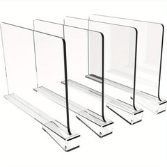 2pcs Acrylic Closet Dividers Detachable Shelf With Nonslip Feet