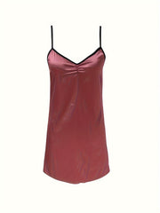 V Neck Satin Nightdress Spaghetti Strap Sleep Dress Women's Sleepwear