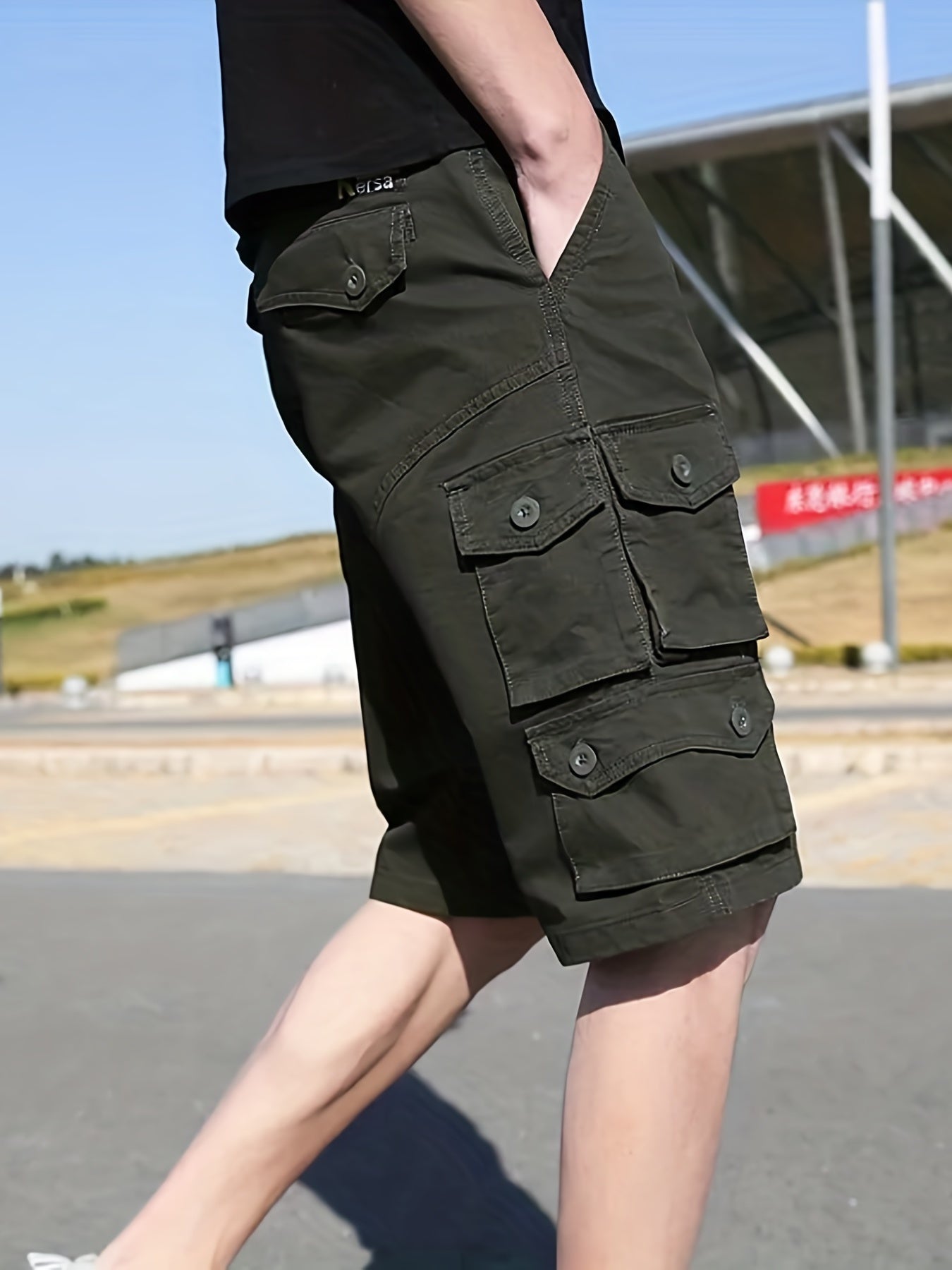 Men's Cotton Cargo Shorts for Summer Outdoor Activities