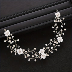 Flower Tiara Pearl Headband Wedding Hair Accessories Prom Headdress