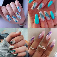 6 Sheets Marble Nail Stickers - Foil Nail Art Decals for DIY Manicure