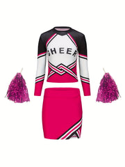 Kids Cheerleading Suit Long Sleeve Party Short Skirt