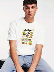 Men's Doodle Pattern T-shirt for Outdoor Activities
