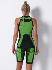 Seamless Yoga Set Sleeveless Top & Shorts Sport Suit Women's Activewear