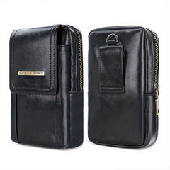 Vintage PU Leather Large Capacity Phone Storage Bag for Men