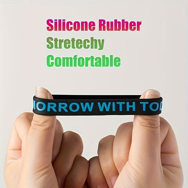Inspirational Quotes Silicone Bracelet, Unisex Stretchy Sports Wristband