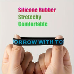 Inspirational Quotes Silicone Bracelet, Unisex Stretchy Sports Wristband