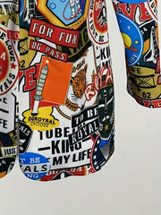 Funny Graphic Print Blazer Casual Lapel Long Sleeve Blazer