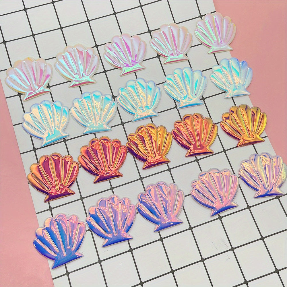 20pcs Iridescent Shell Stickers for Bag Clothing Hair Clip DIY Accessories