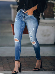 Sexy Jeans Women's Plus Ombre Ripped Button Fly Skinny Jeans