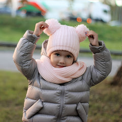 Toddler Winter Pom Beanie Fleece Lined Knit Hats For Baby Kids Boys Girls