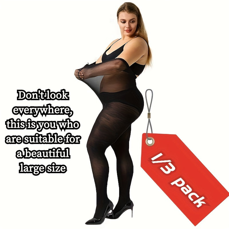 Casual Pantyhose Women's Plus Solid High Waist Control Top