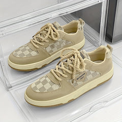Men's Checkered Lace-up Skate Shoes Breathable with Grip