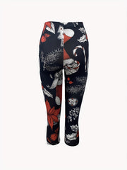 Christmas Cartoon Cropped Pants Stretch Leggings Activewear
