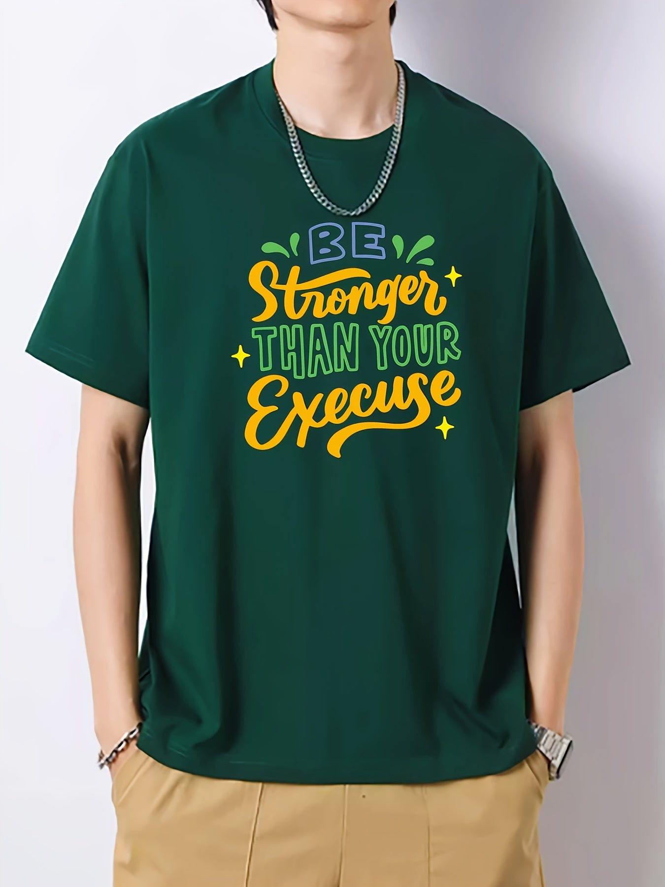 Men's Colorful Art Print Slim Fit T-shirt for Spring Summer