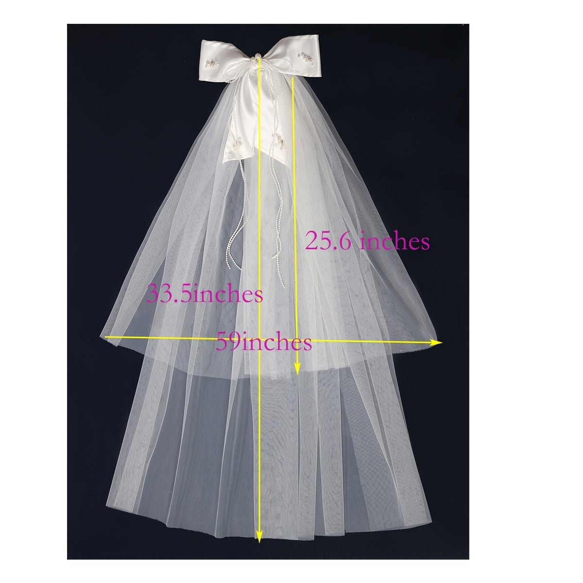 Satin Bow Short Veil Comb Bridal Shower Accessories