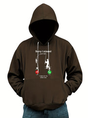 Men's Fishing Print Hoodie Stretch Hooded Sweatshirt Pullover Top