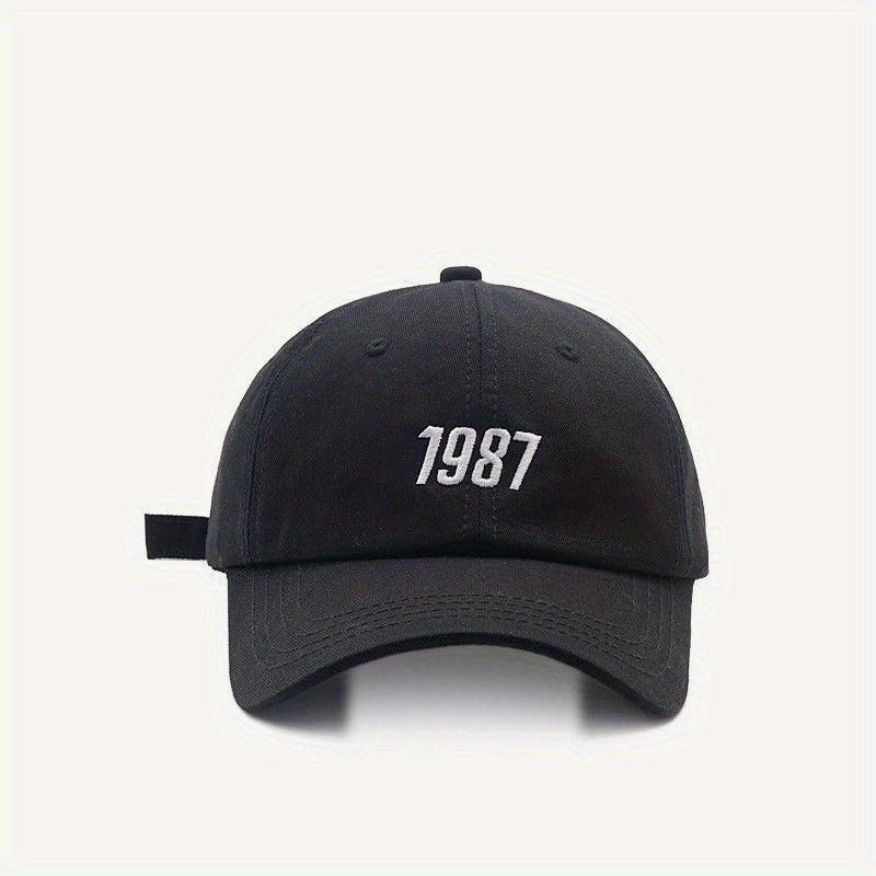 Embroidered Baseball Cap 1987 Sunshade Soft Top Peaked Hat