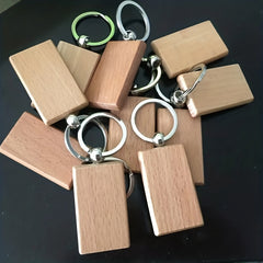 Beech Wood Keychain Wooden Tag DIY Square Pendant