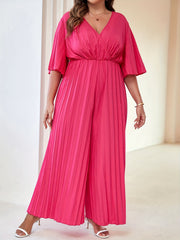 Casual Jumpsuit Women's Solid Half Sleeve Wide Leg