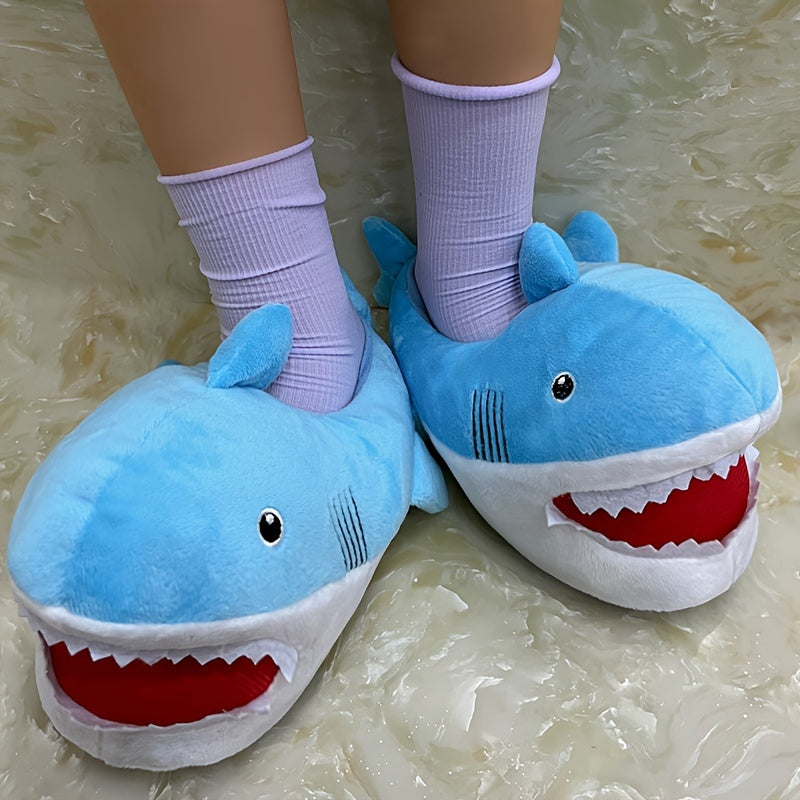 Girls Cartoon Shark Slip On House Shoes - Soft Non Slip Comfortable Indoor Shoes