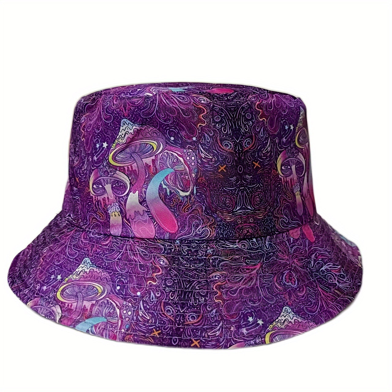 Starry Sky Print Double-sided Bucket Hat Couple Style Summer Sun Hat