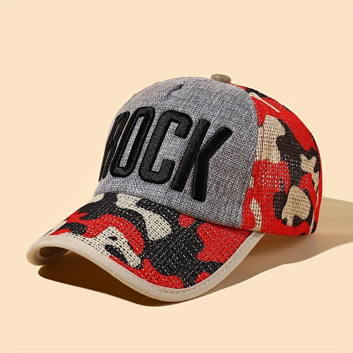 Embroidered Alphabet ROCK Baseball Cap Outdoor Sunscreen Cap