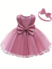 Gala Backless Mesh Dress Baby Princess Formal Gown