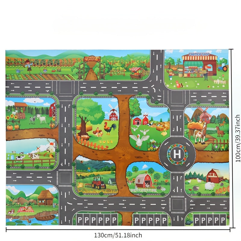 Floor Game Farm Traffic Large Map Simulated City Parking Lot Scene Map