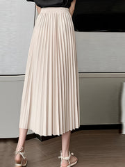 High Waist Pleated Skirt Solid A Line Skirt Women's Clothing