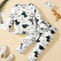 2pcs Baby Boys Dinosaur T-shirt & Pants Set for Spring & Autumn Toddler