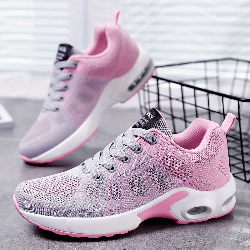 Women's Breathable Knit Running Shoes Casual Lace Up Outdoor Shoes